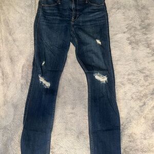 Hollister Dark Blue Distressed Skinny Jeans (7)